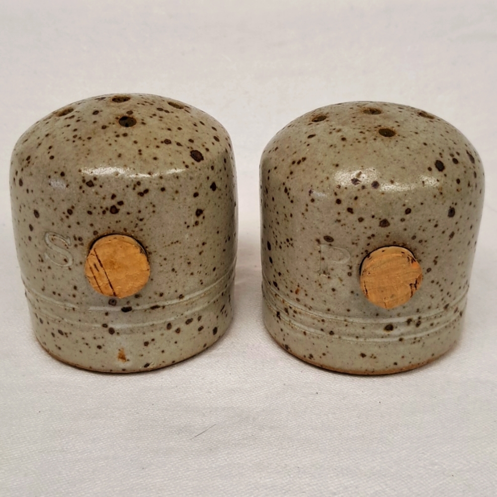 Signed studio art pottery salt and pepper